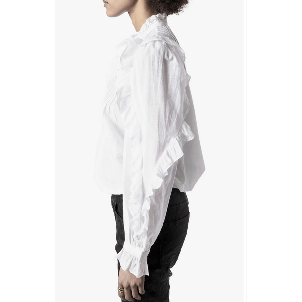 Zadig & Voltaire Women Timmy Tomboy Pleated Ruffled Top White Size XS - Picture 4 of 5
